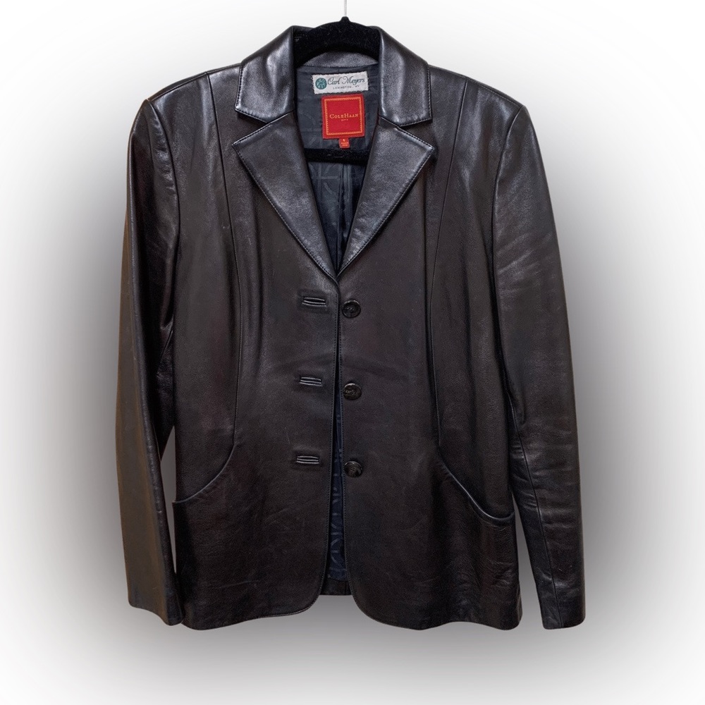 Womens Cole Haan black leather jacket 6